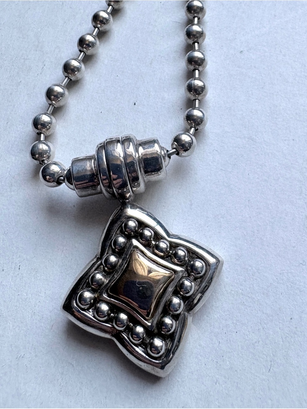 Sterling & 14K Joseph Esposito Clover Beaded Pendant Necklace
